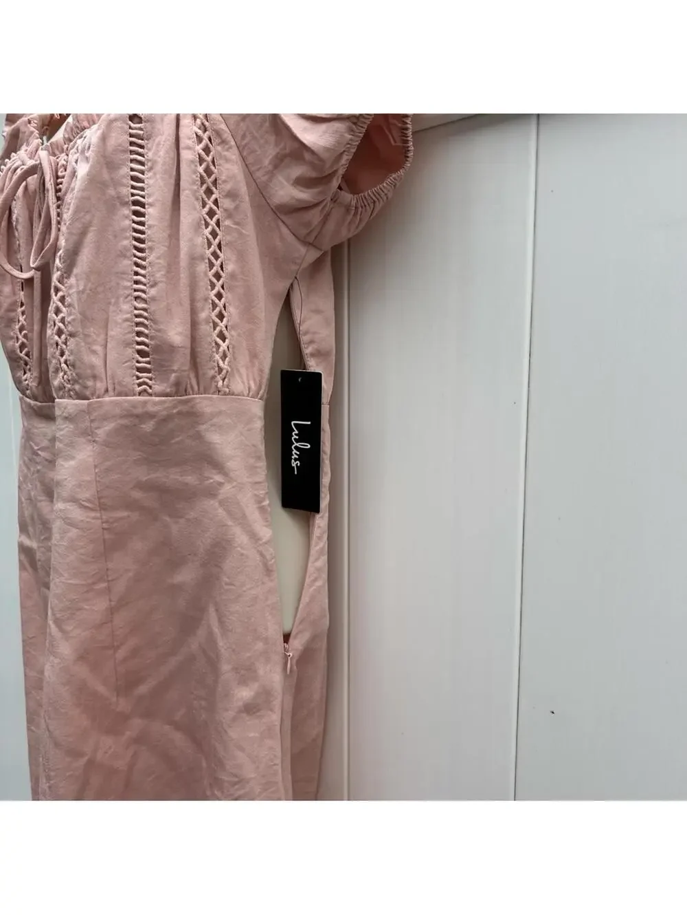 Lulus Wisteria Blush Pink Embroidered Off-The-Shoulder Mini Dress Size L | NWT - Picture 11 of 14